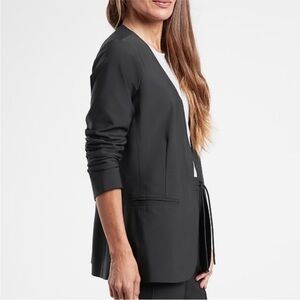 Athleta Black Open-Front Long Blazer Jacket